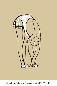 vector sketch of girl's ballerina standing in a pose