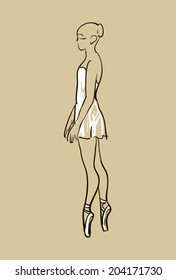 vector sketch of girl's ballerina standing in a pose