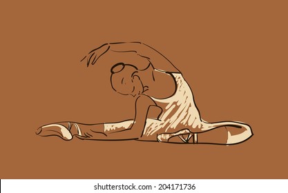 vector sketch of girl's ballerina standing in a pose