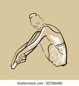 vector sketch of girl's ballerina standing in a pose