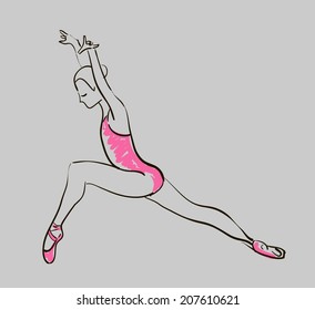 vector sketch of girl's ballerina standing in a pose