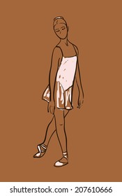 vector sketch of girl's ballerina standing in a pose