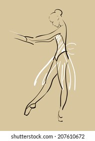 vector sketch of girl's ballerina standing in a pose