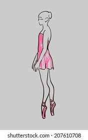 vector sketch of girl's ballerina standing in a pose