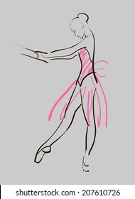 vector sketch of girl's ballerina standing in a pose