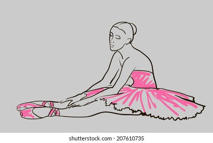 vector sketch of girl's ballerina standing in a pose