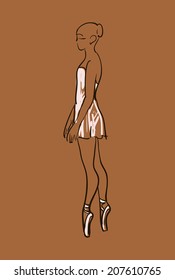 vector sketch of girl's ballerina standing in a pose