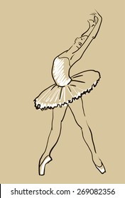 vector sketch of girls ballerina standing in a pose