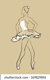 vector sketch of girls ballerina standing in a pose.