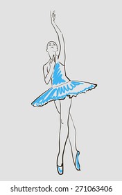 vector sketch of girls ballerina standing in a pose