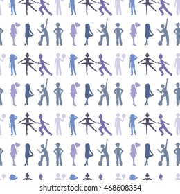 vector sketch of girls ballerina standing in a pose seamless pattern