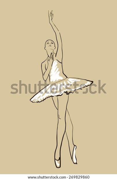 Vector Sketch Girls Ballerina Standing Pose Stock Vector Royalty Free 269829860 Shutterstock 