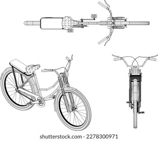 Vector sketch of girl's mini bike illustration