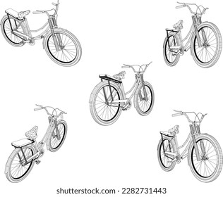 Vector sketch of girl's mini bike illustration