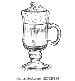 Vector Sketch Glass with Irish Coffee