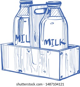 the vector sketch of the glass of milk
