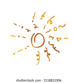 vector sketch, Golden sun burst and circle frame

