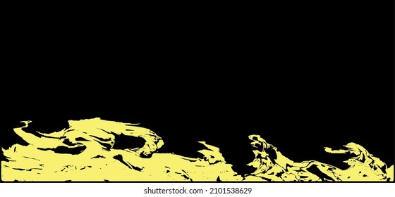 Vector sketch golden wave during a storm on a black background. Background, framing, element. Separate change of elements. 