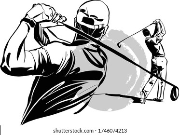 the vector sketch of the golf player