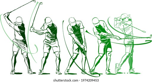 vector sketch of the golf player in the golf park
