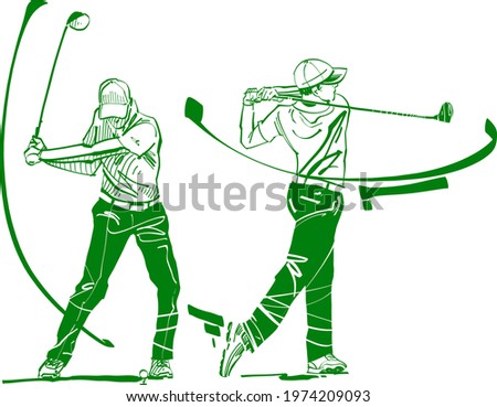 vector sketch of the golf player in the golf park
