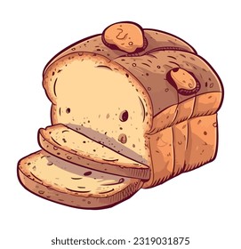 vector sketch of gourmet baked bread icon isolated