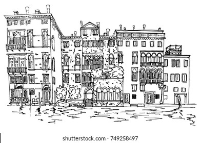 Vector sketch of Grand Canal in Venice. Italy.