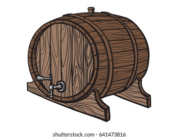 Vector sketch of grapes, wine barrel on background for design