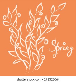vector sketch of green branches with leaves