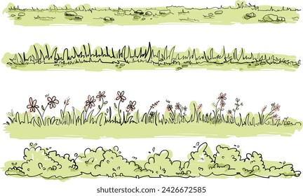 Vector sketch Green grass.Hand sketch grass , bush . Grass set graphic , watercolor grass. Vector illustration.background.