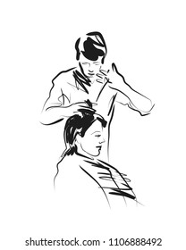 Vector sketch hairdresser