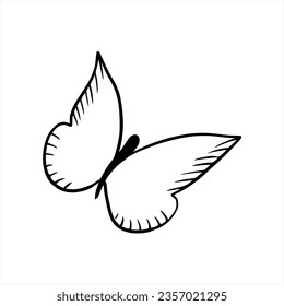 Vector sketch hand drawn butterfly silhouette