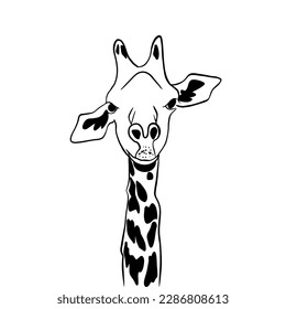 Vector sketch hand drawn giraffe silhouette,line art