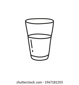 Vector sketch of hand drawn glass cup with water. Editable stroke.
