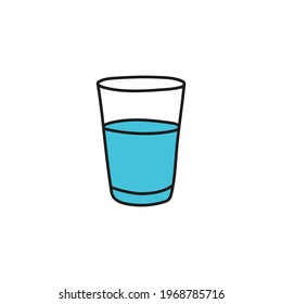 Vector sketch of hand drawn glass cup with water. Editable stroke.