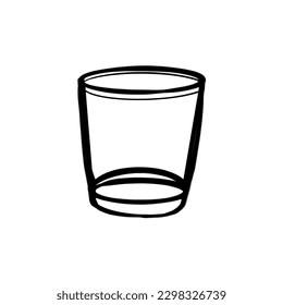 Vector sketch hand drawn glass silhouette, line art with black lines on white background