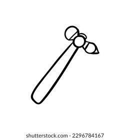 Vector sketch hand drawn hammer silhouette, line art with black lines on white background