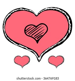 Vector sketch of hand drawn heart. Sign of love