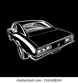 the vector sketch hand drawn illustration of the American vintage sport car