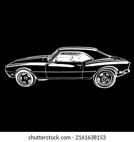 the vector sketch hand drawn illustration of the American vintage sport car