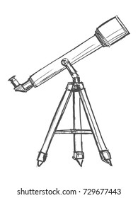 vector, sketch, hand drawn illustration of telescope