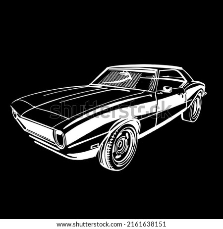 the vector sketch hand drawn illustration of the American vintage sport car