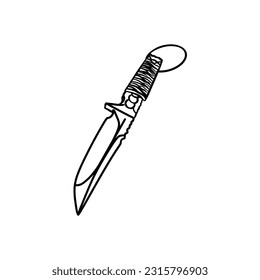 Vector sketch hand drawn knife silhouette, line art
