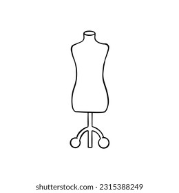 Esbozo vectorial silueta de mannequina dibujada a mano, arte de línea
