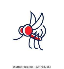 Vector sketch hand drawn mosquito silhouette, line art with black lines on white background
