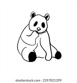 Vector sketch hand drawn panda silhouette