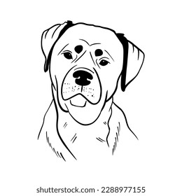 Vector sketch hand drawn Rottweiler silhouette, doodle style with black lines