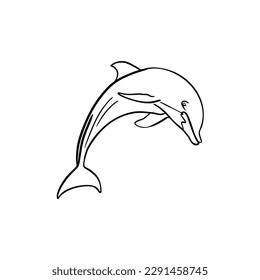 Vector sketch hand drawn silhouette of a dolphin, doodle art