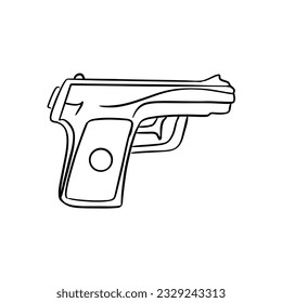 Vector sketch hand drawn silhouette of a child toy pistol