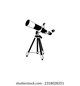 Vector sketch hand drawn telescope silhouette, line art